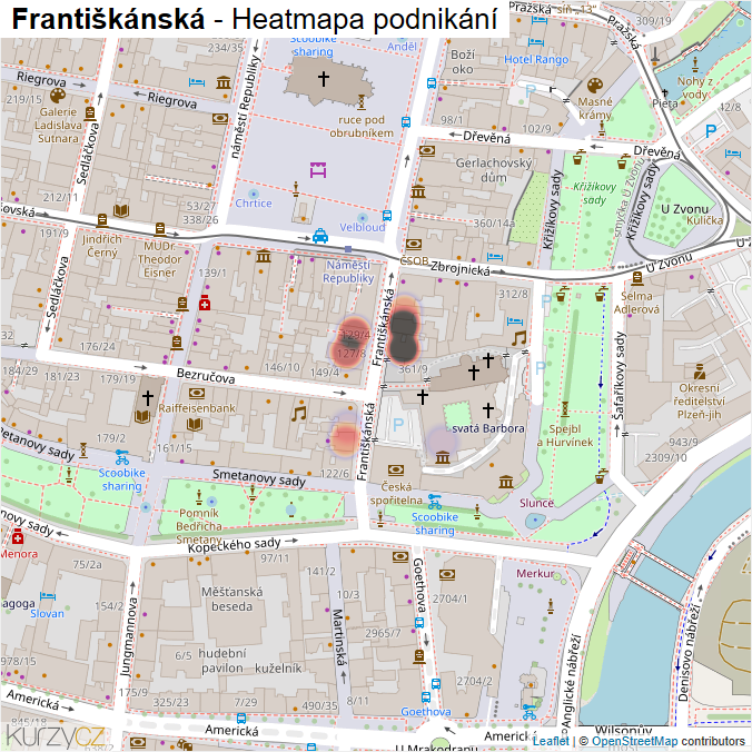 Mapa Františkánská - Firmy v ulici.