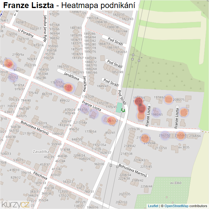 Mapa Franze Liszta - Firmy v ulici.