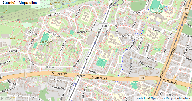 Gerská - mapa ulice