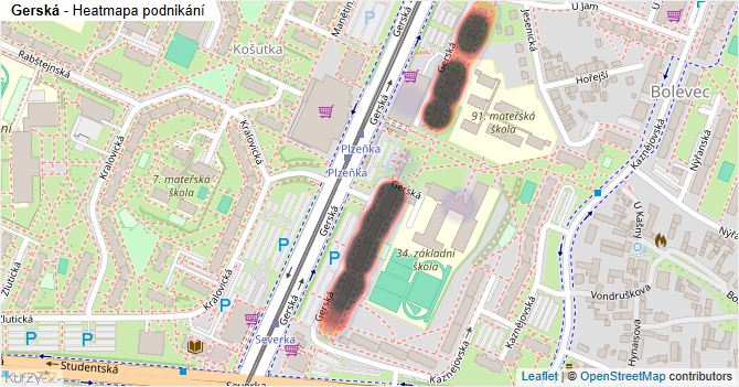 Gerská - mapa podnikání