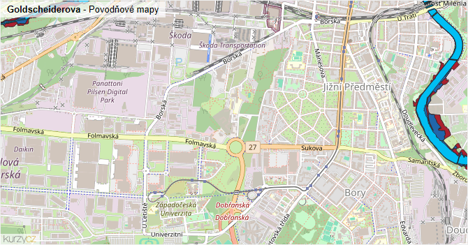 Goldscheiderova - záplavové mapy stoleté vody