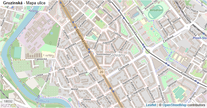 Gruzínská - mapa ulice