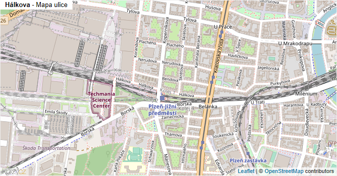 Hálkova - mapa ulice