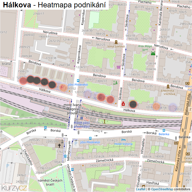Mapa Hálkova - Firmy v ulici.