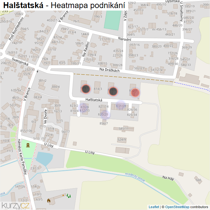 Mapa Halštatská - Firmy v ulici.