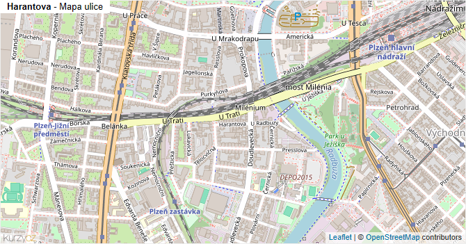 Harantova - mapa ulice