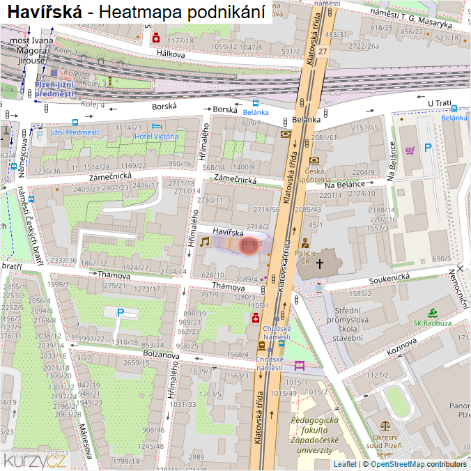 Mapa Havířská - Firmy v ulici.