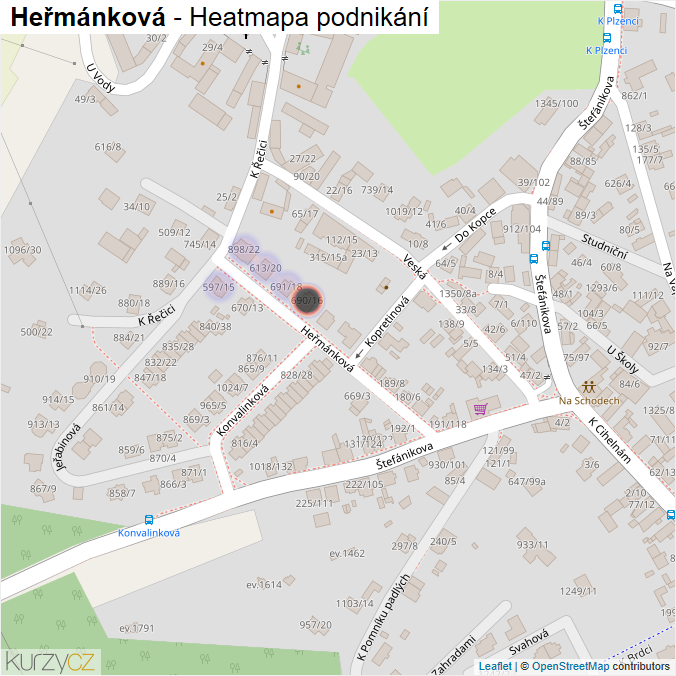 Mapa Heřmánková - Firmy v ulici.