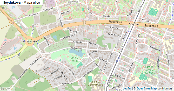 Heydukova - mapa ulice