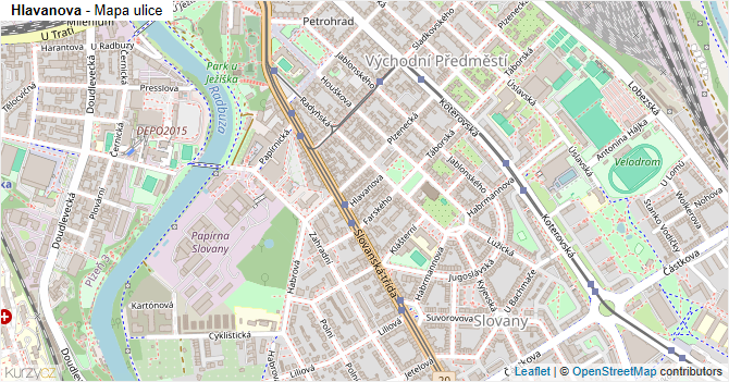 Hlavanova - mapa ulice