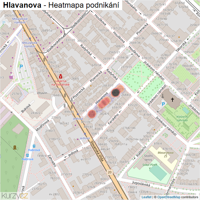 Mapa Hlavanova - Firmy v ulici.