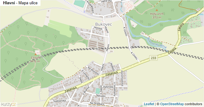 Hlavní - mapa ulice