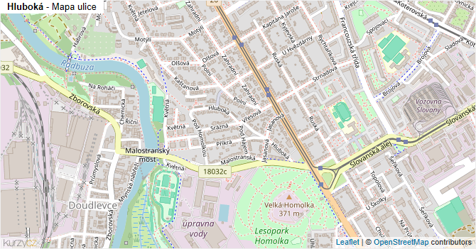 Hluboká - mapa ulice