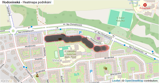 Hodonínská - mapa podnikání