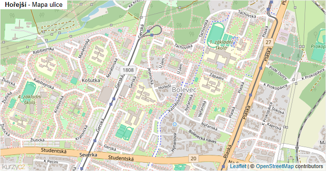 Hořejší - mapa ulice