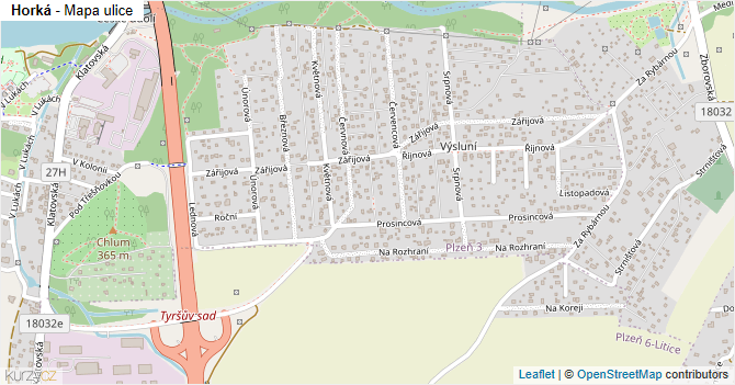 Horká - mapa ulice