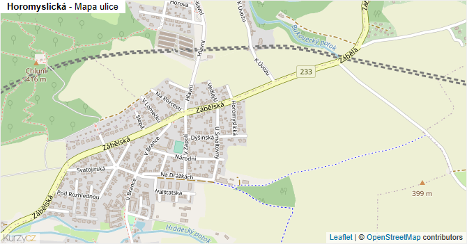 Horomyslická - mapa ulice
