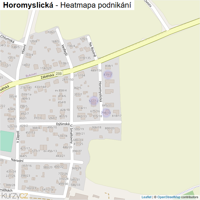 Mapa Horomyslická - Firmy v ulici.
