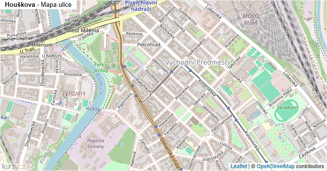 Houškova - mapa ulice