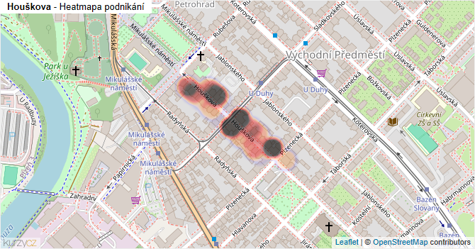 Houškova - mapa podnikání