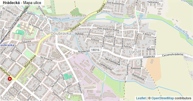 Hrádecká - mapa ulice