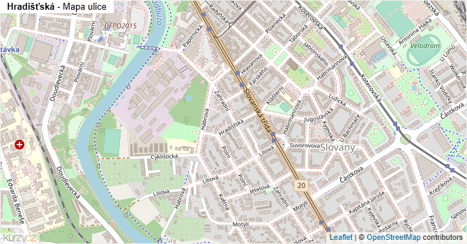 Hradišťská - mapa ulice