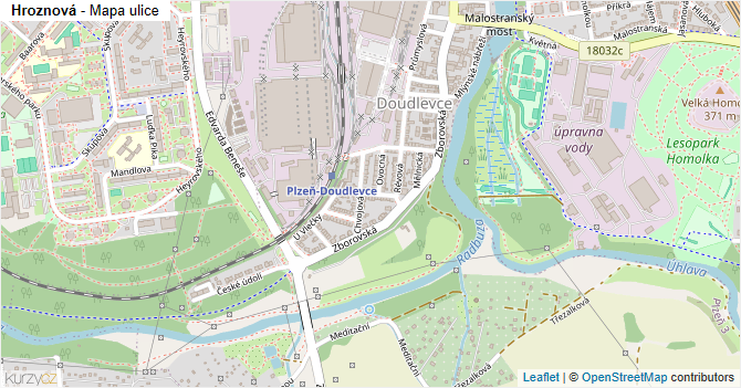 Hroznová - mapa ulice