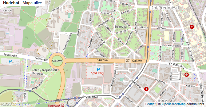 Hudební - mapa ulice