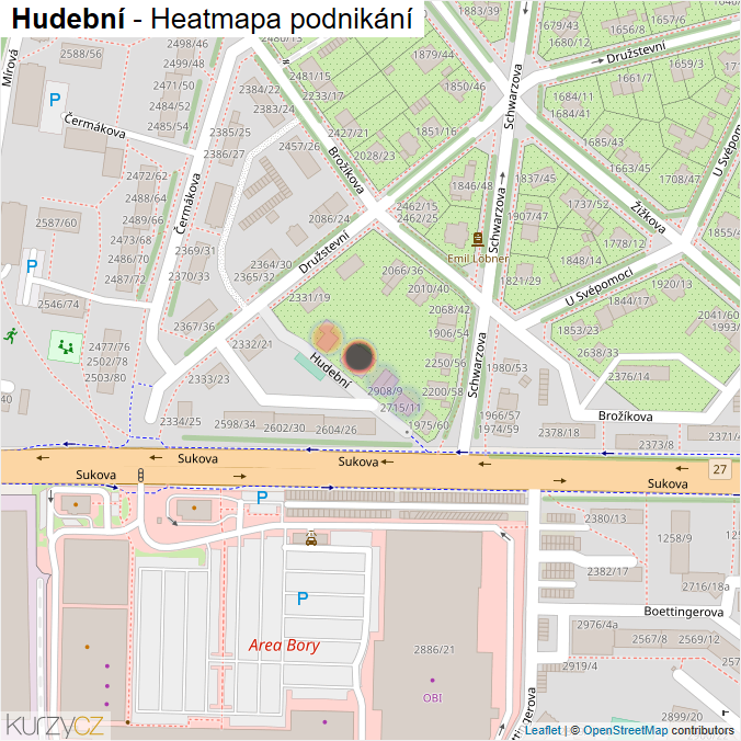 Mapa Hudební - Firmy v ulici.