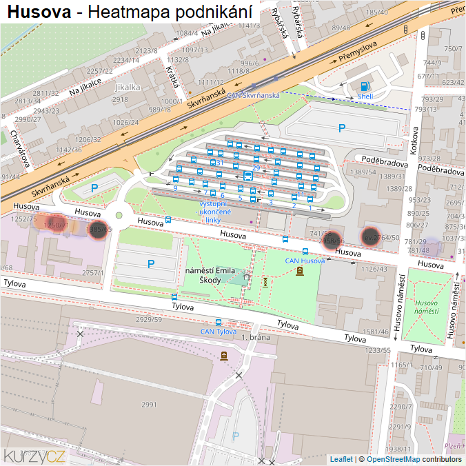Mapa Husova - Firmy v ulici.