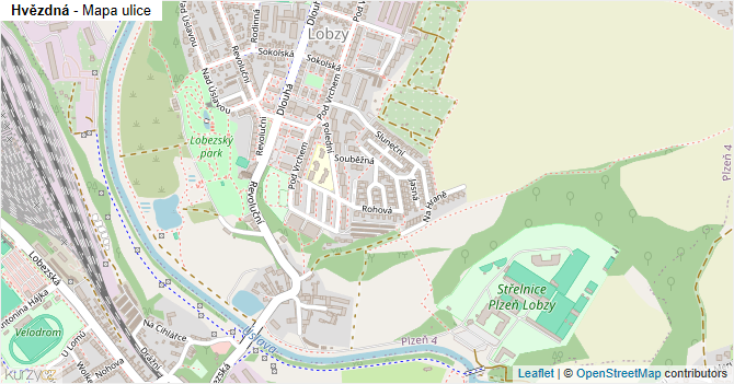 Hvězdná - mapa ulice