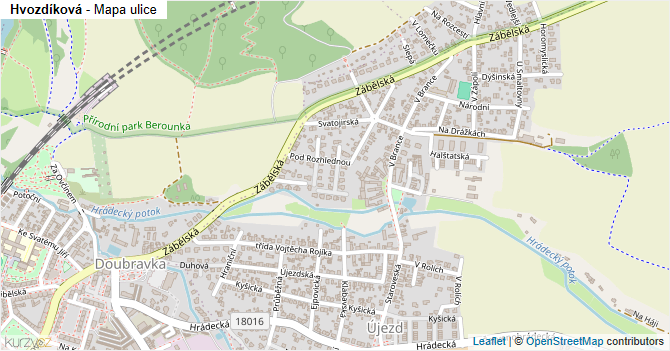 Hvozdíková - mapa ulice