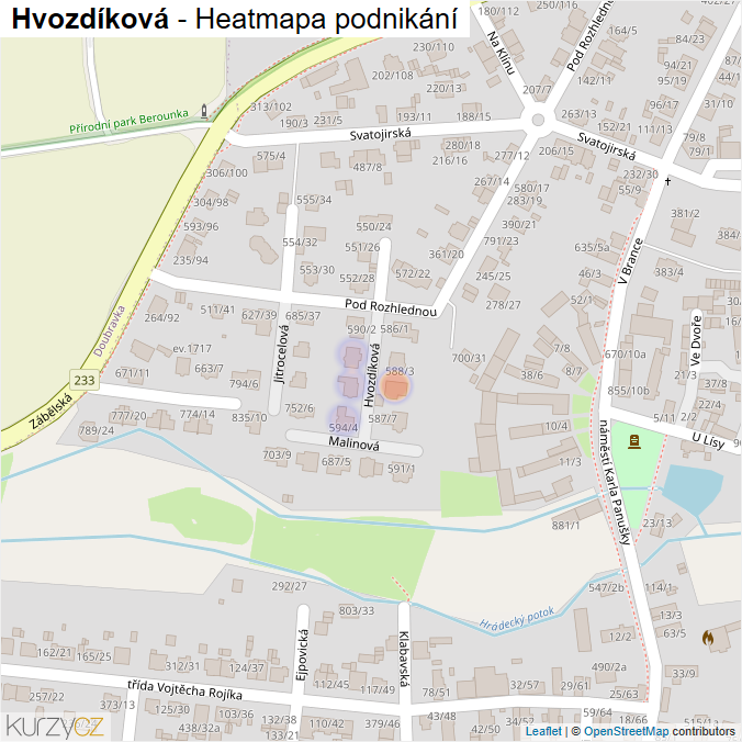 Mapa Hvozdíková - Firmy v ulici.