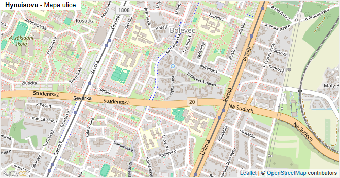 Hynaisova - mapa ulice