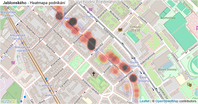 Jablonského - mapa podnikání