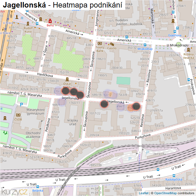 Mapa Jagellonská - Firmy v ulici.