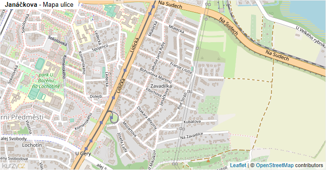 Janáčkova - mapa ulice