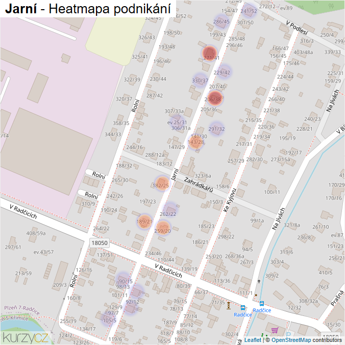 Mapa Jarní - Firmy v ulici.