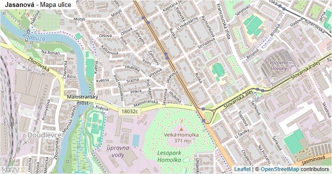 Jasanová - mapa ulice