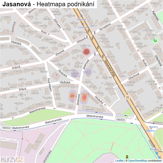 Mapa Jasanová - Firmy v ulici.
