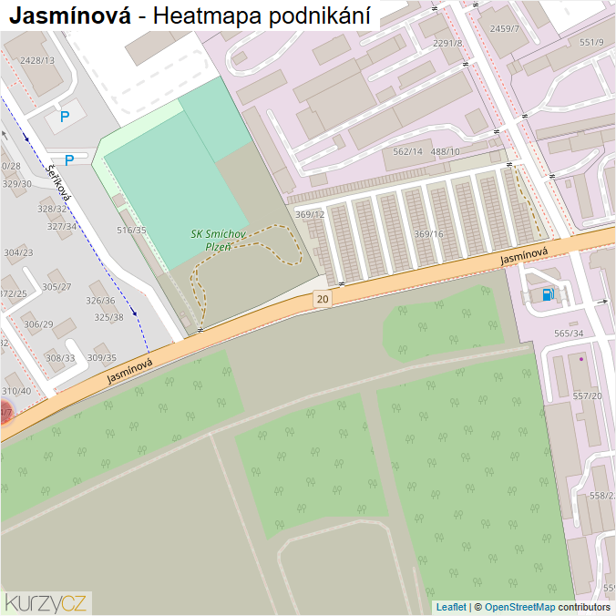 Mapa Jasmínová - Firmy v ulici.