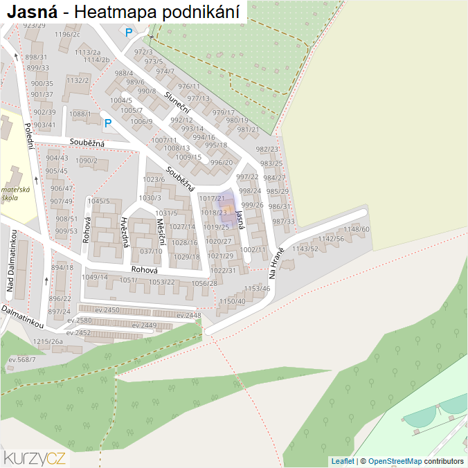 Mapa Jasná - Firmy v ulici.