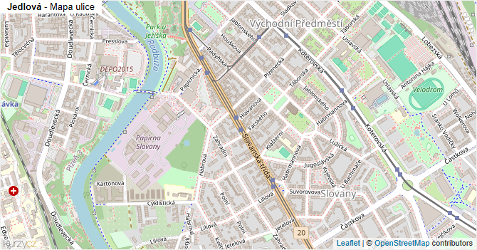 Jedlová - mapa ulice