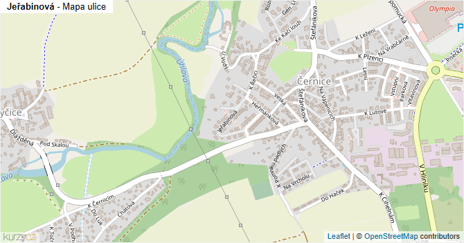 Jeřabinová - mapa ulice