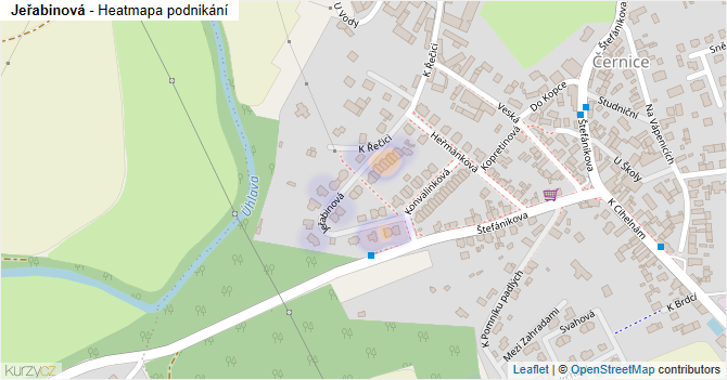 Jeřabinová - mapa podnikání