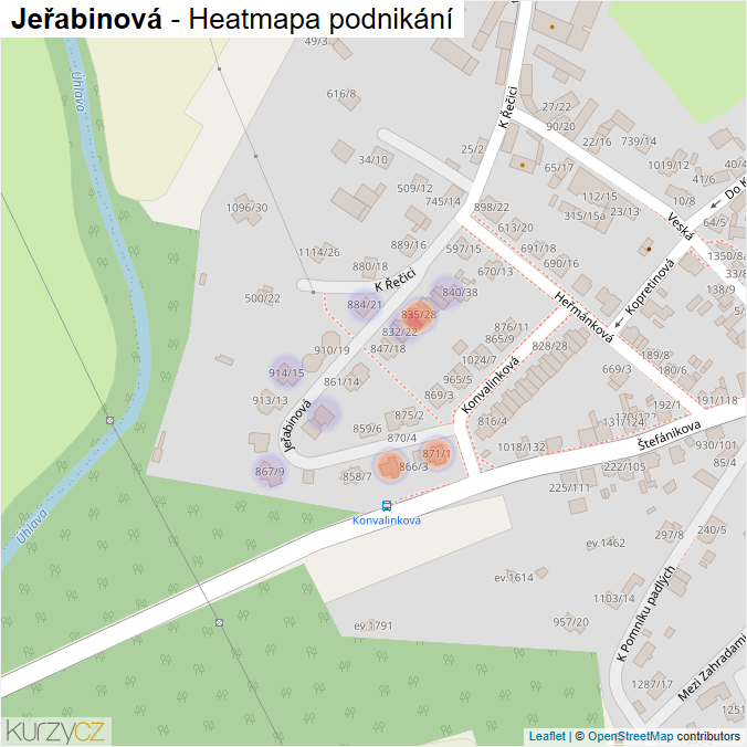 Mapa Jeřabinová - Firmy v ulici.