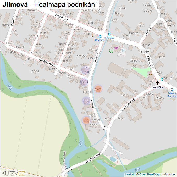 Mapa Jilmová - Firmy v ulici.