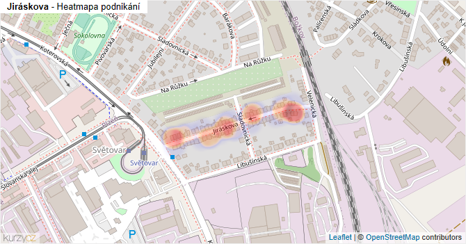Jiráskova - mapa podnikání