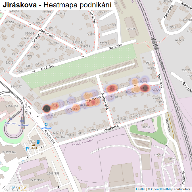 Mapa Jiráskova - Firmy v ulici.