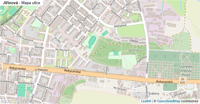 Jiřinová - mapa ulice